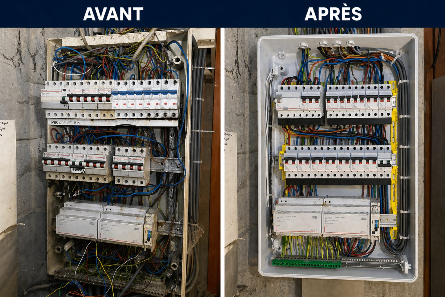 Tableau électrique avant et après travaux